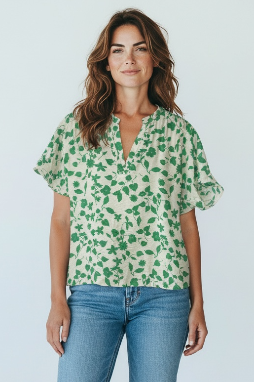 Only JDY 2/4 Shirt Kleeblatt Grün Weiß GrS