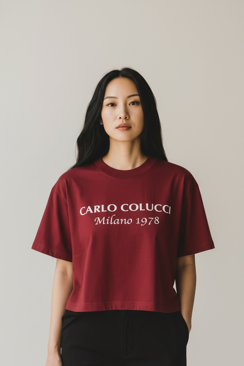 Carlo Colucci Crop Tshirt dunkelrot bordeaux