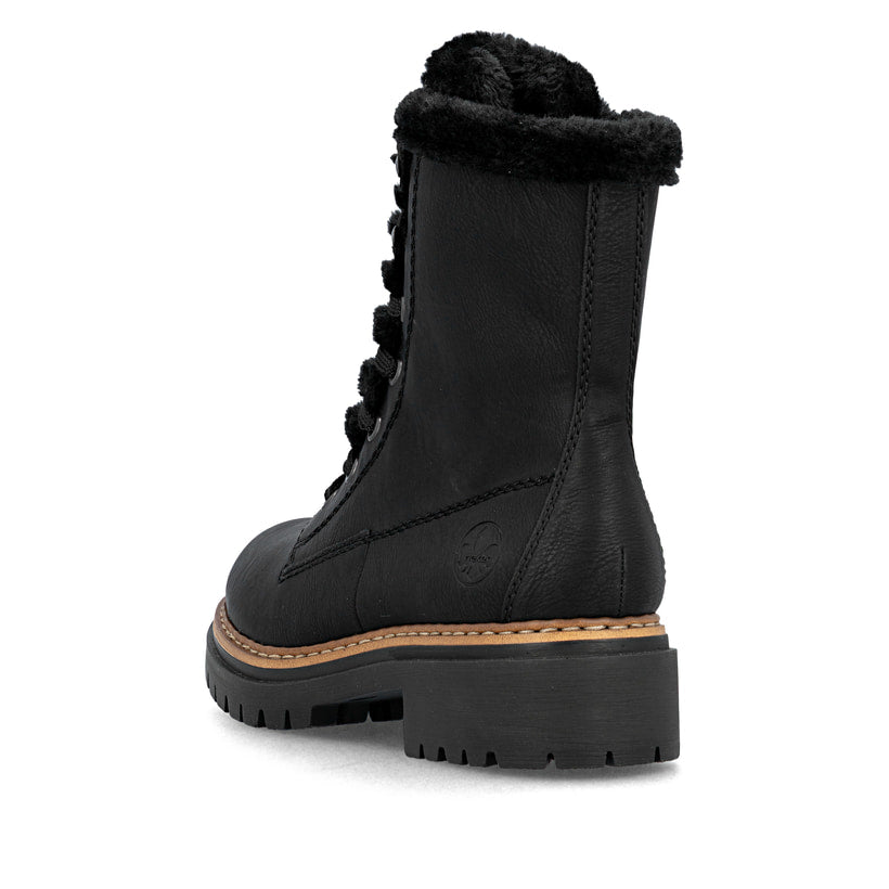 RIEKER Biker Boots Black Biker Stiefel Warumfutter Schwarz 72625