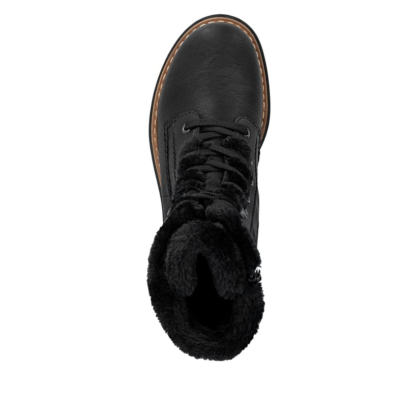 RIEKER Biker Boots Black Biker Stiefel Warumfutter Schwarz 72625