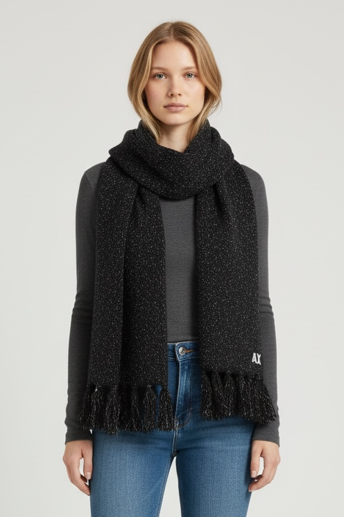 ARMANI EXCHANGE Schal Glitzer schwarz Scarf Sparkly black