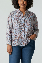 Ulla Popken Bluse grau mit Muster 749691 75 (U8)