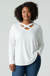 Ulla Popken Langarmshirt Weiß 812412 200 (U29)