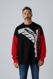 Carlo Colucci Strickpullover schwarz rot