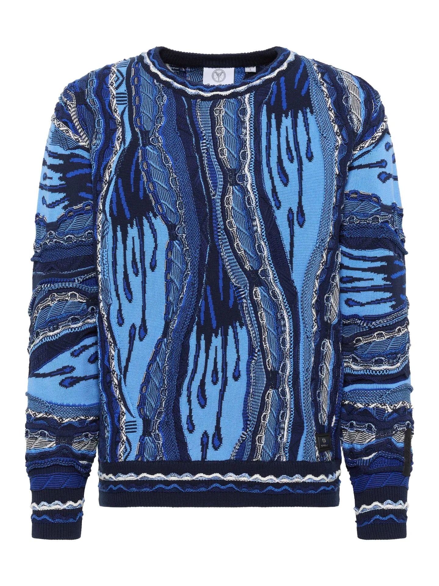 (100) Carlo Colucci 3D Strickpullover Pullover blau schwarz C12508 COL 101