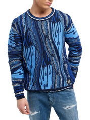 (100) Carlo Colucci 3D Strickpullover Pullover blau schwarz C12508 COL 101