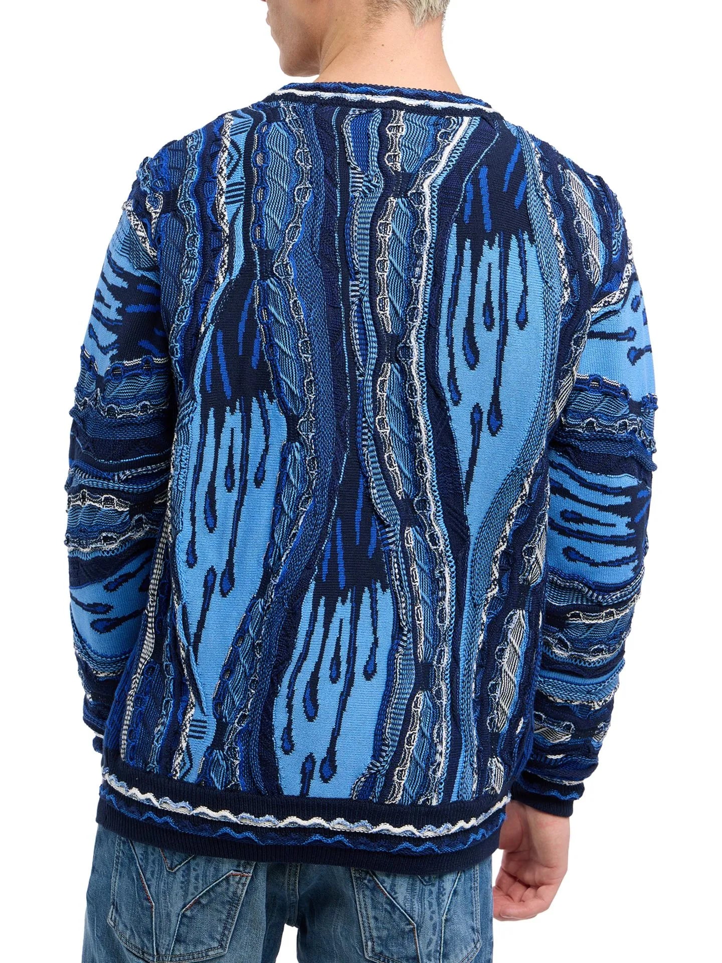 (100) Carlo Colucci 3D Strickpullover Pullover blau schwarz C12508 COL 101