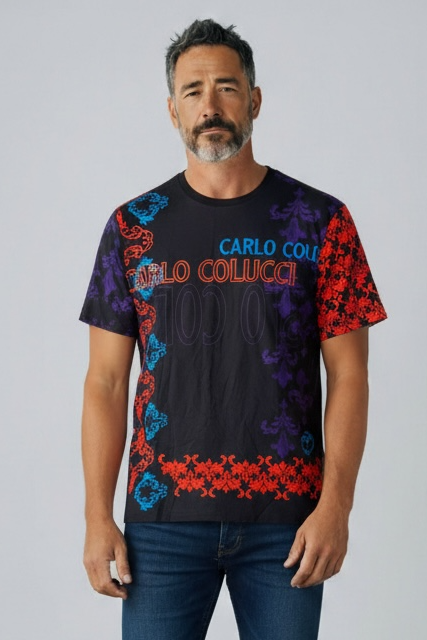 Carlo Colucci Tshirt schwarz bunt -71-