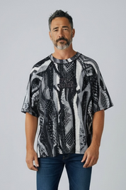 Carlo Colucci Tshirt schwarz weiß 3d Optik