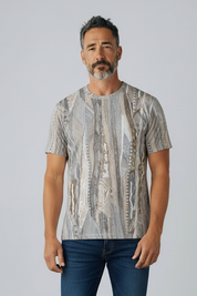 Carlo Colucci Tshirt beige 3d Optik Gr L