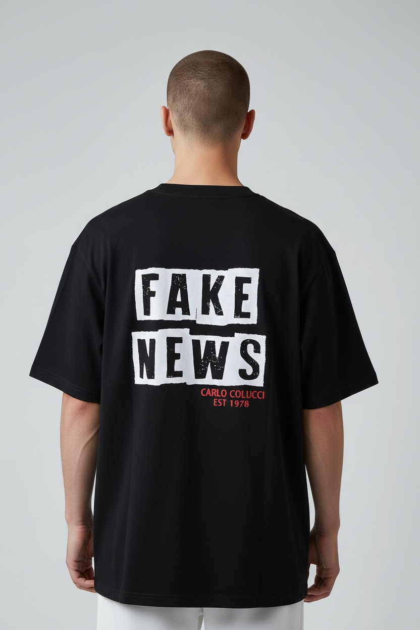 Carlo Colucci Fake News Tshirt schwarz / weiß