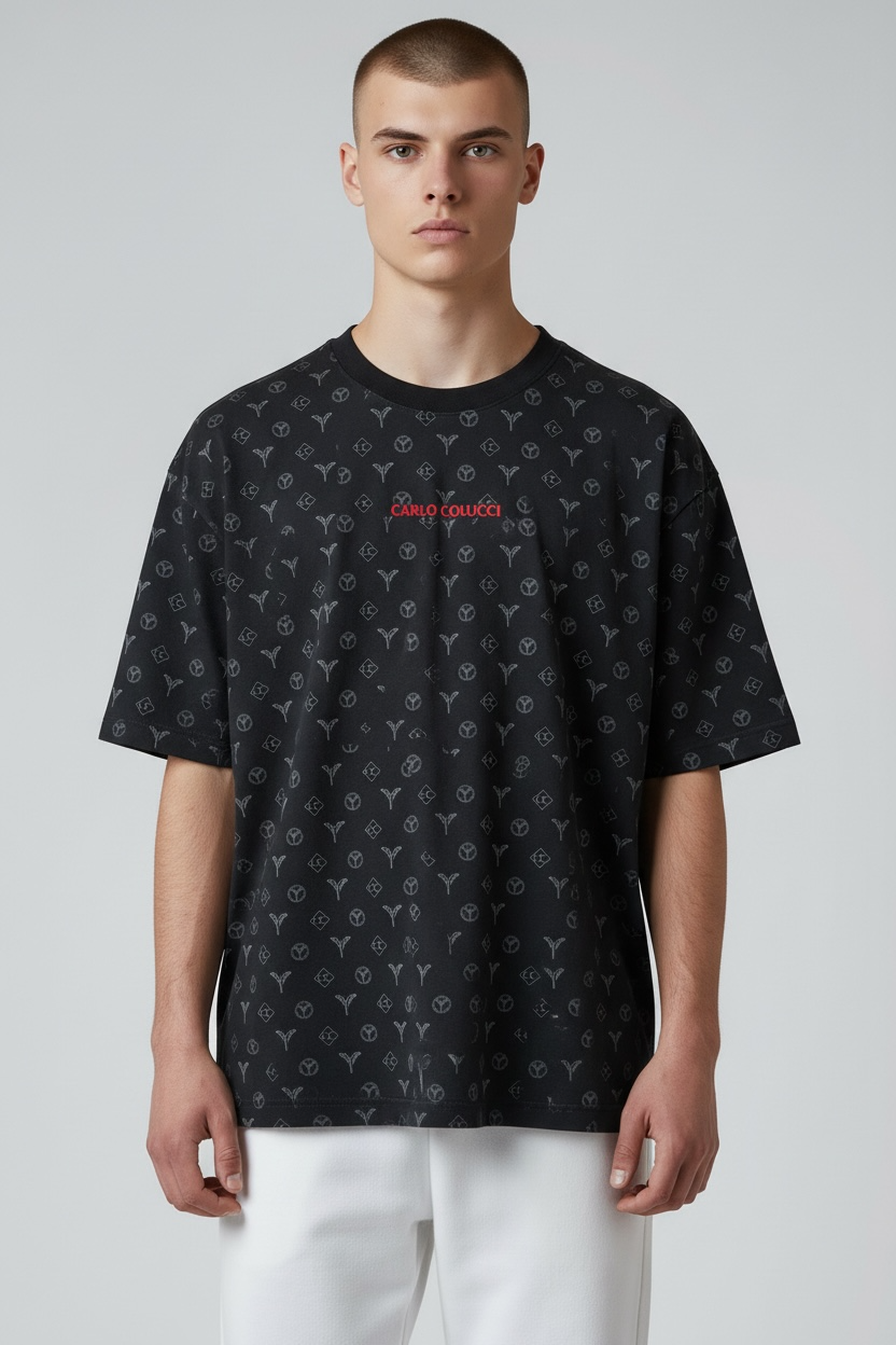 Carlo Colucci Tshirt schwarz rot