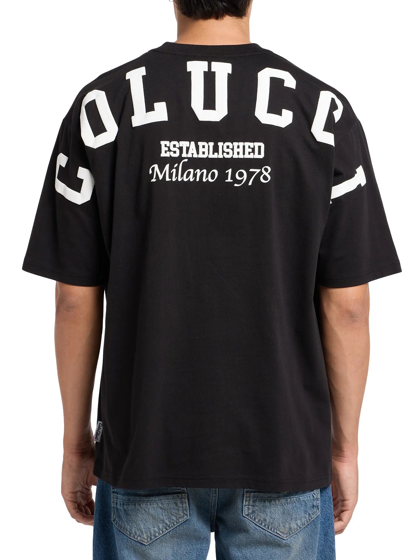 Carlo Colucci Tshirt Rücken Logo schwarz weiß hellblau