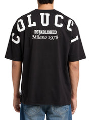 Carlo Colucci Tshirt Rücken Logo schwarz weiß hellblau