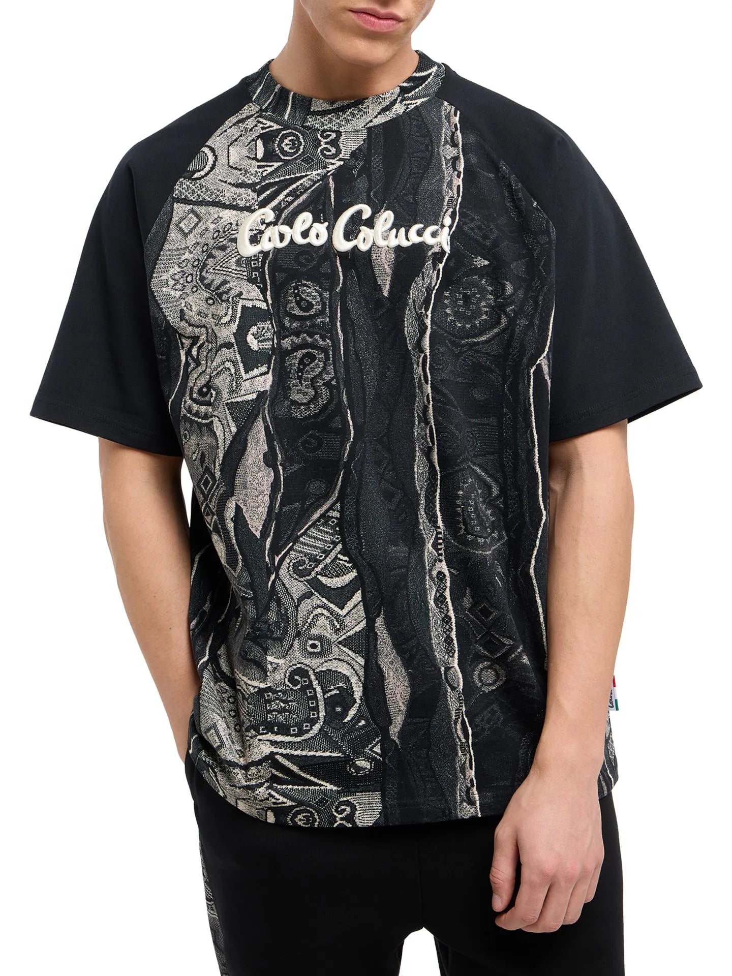 Carlo Colucci Tshirt schwarz muster