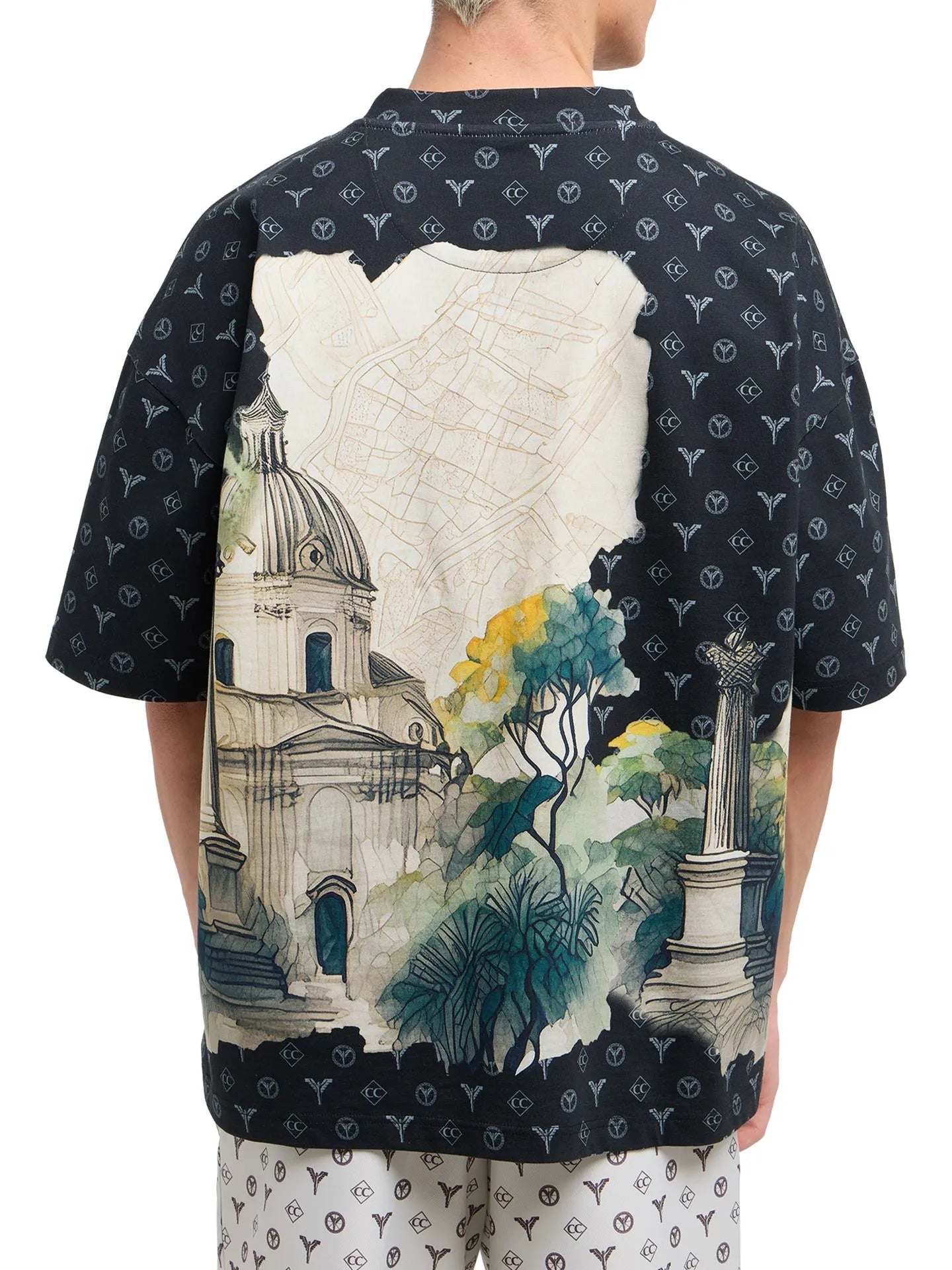 Carlo Colucci Tshirt schwarz / beige muster