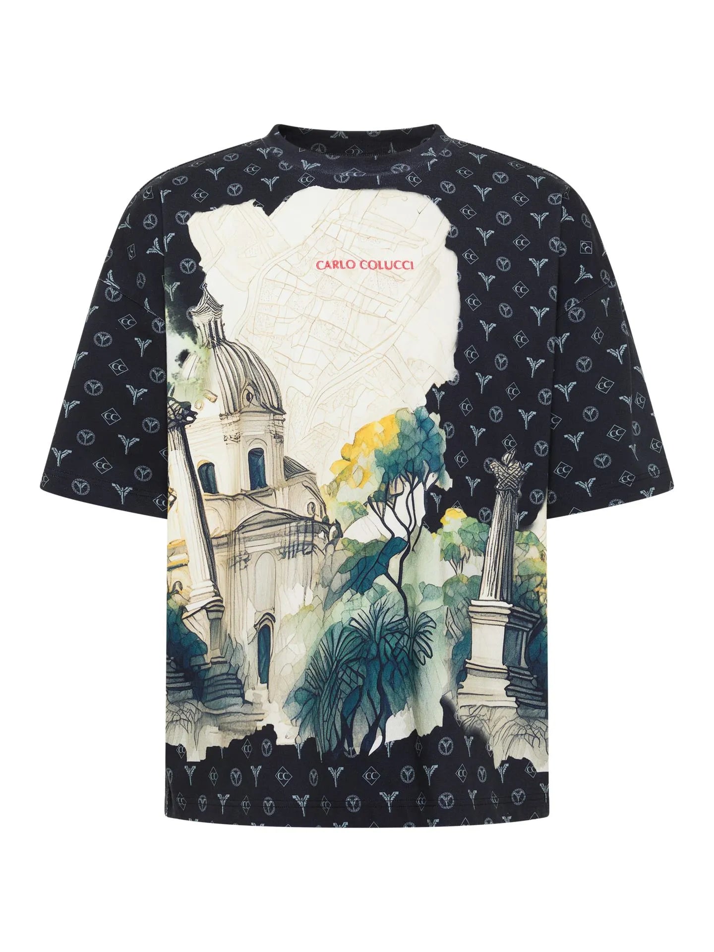 Carlo Colucci Tshirt schwarz / beige muster