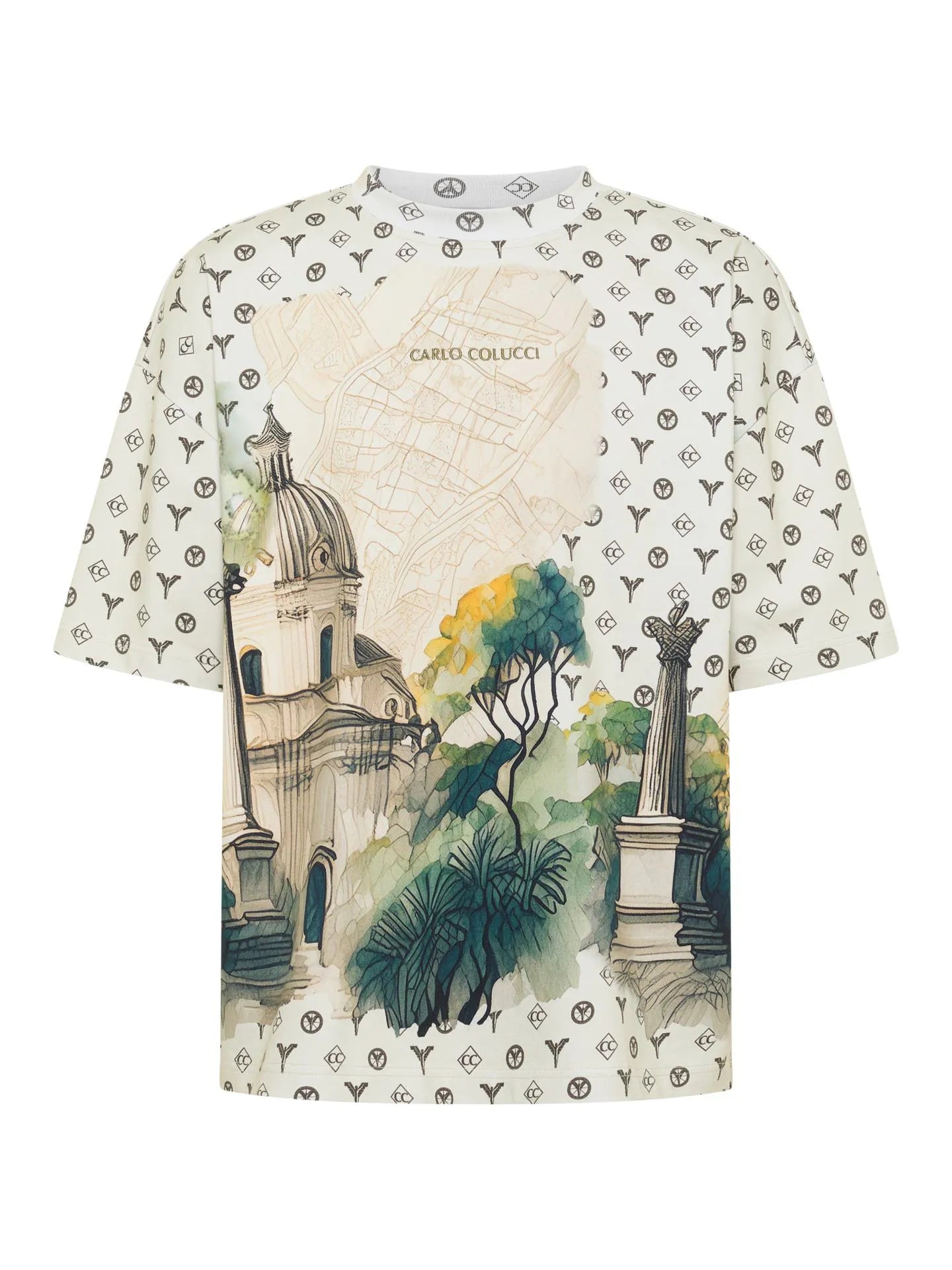 Carlo Colucci Tshirt schwarz / beige muster