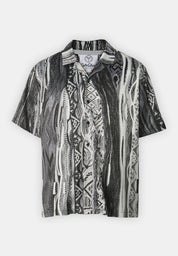 Carlo Colucci Herren Satin Hemd schwarz-weiß Gr. XS