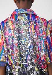 Carlo Colucci Satin Hemd bunt Gr.L