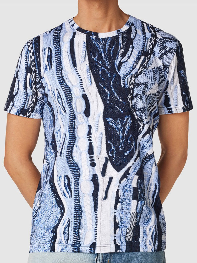 Carlo Colucci Tshirt blau muster -101-
