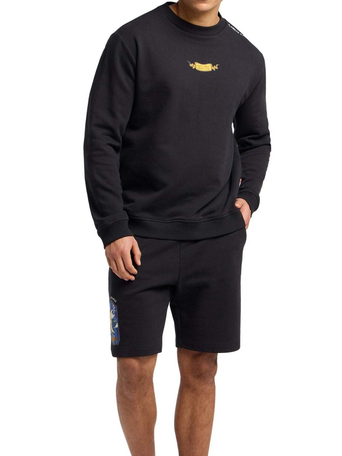 Carlo Colucci 2er Set Sonne Mond Pullover Short schwarz