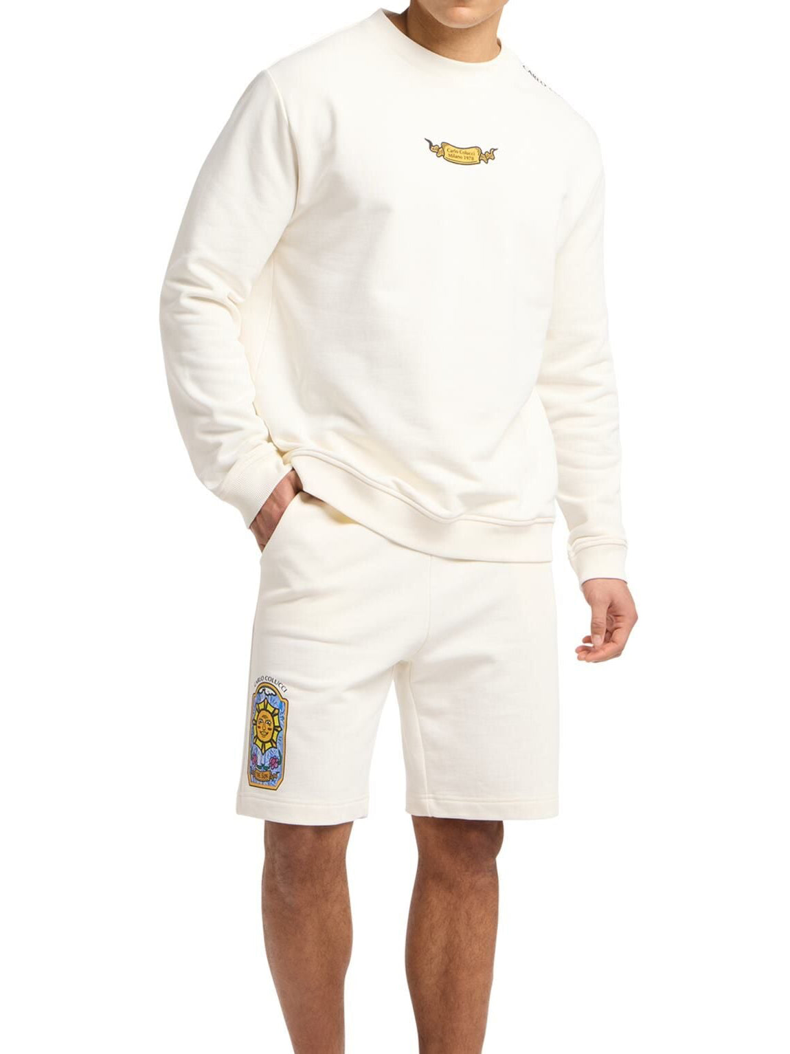 Carlo Colucci 2er Set Pullover Short Sonne Mond creme -154-