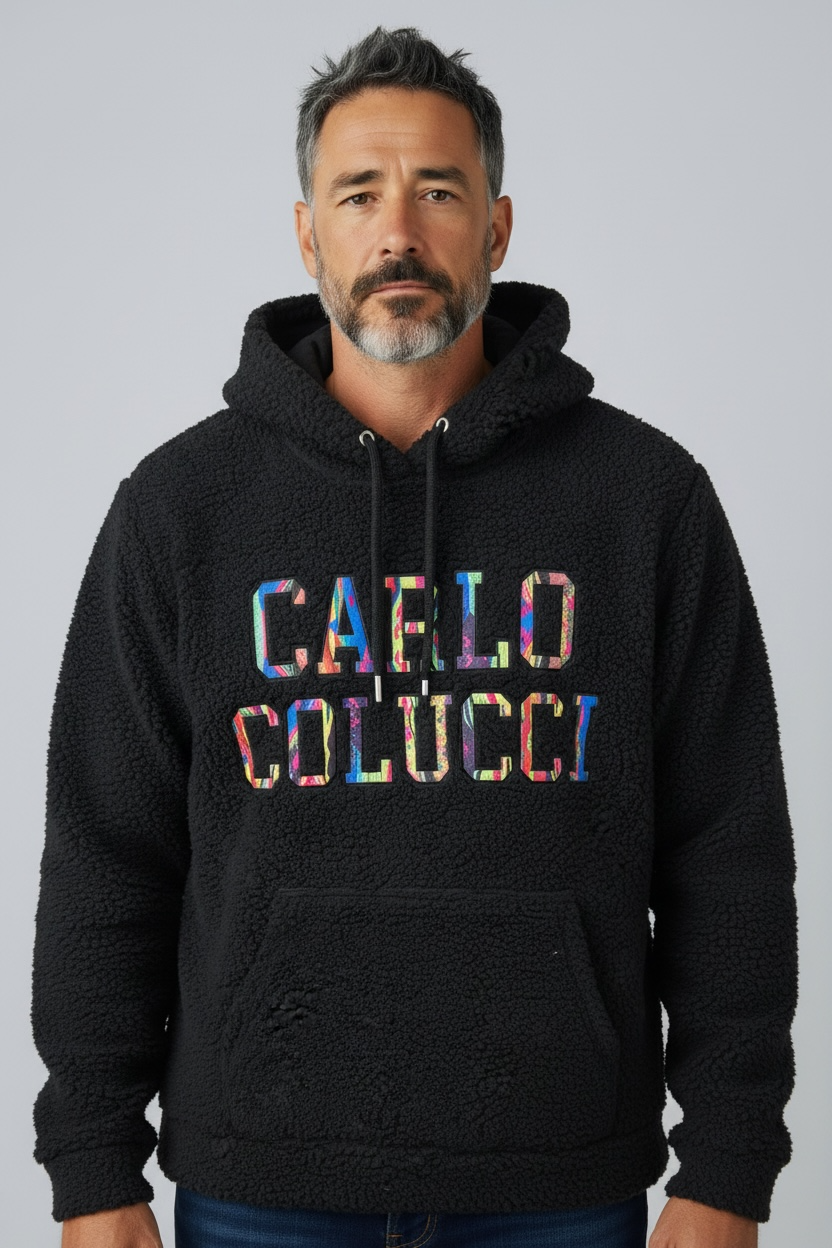 Carlo Colucci Teddy Hoodie schwarz