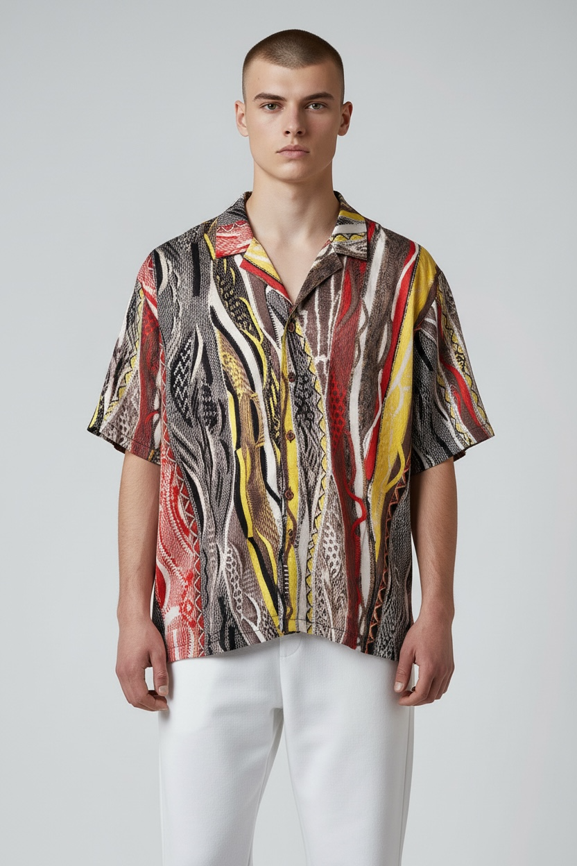 Carlo Colucci Herren Satin Hemd Gr. L -ST2-