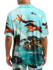 Carlo Colucci Hemd türkis muster -56-