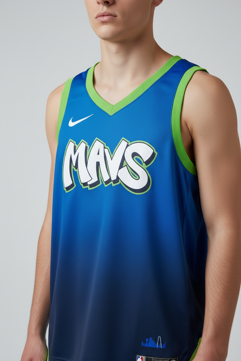 NBA Mavs Trikot blau neon grün Gr.M