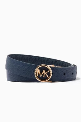 MICHAEL KORS Reversible Logo Belt Leather Gürtel Wendbar Logo Print blau Gr.S