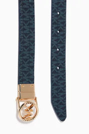MICHAEL KORS Reversible Logo Belt Leather Gürtel Wendbar Logo Print blau Gr.S