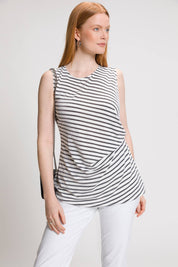 Ulla Popken Tanktop Weiß/Grau Glitzer gestreift 805156 200 -U29-