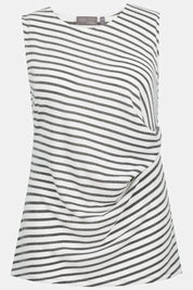 Ulla Popken Tanktop Weiß/Grau Glitzer gestreift 805156 200 -U29-