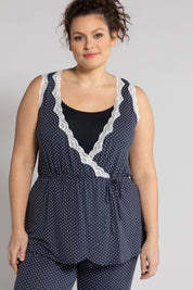 Ulla Popken Kimono top gepunktet schwarz 793026 130 -U4-