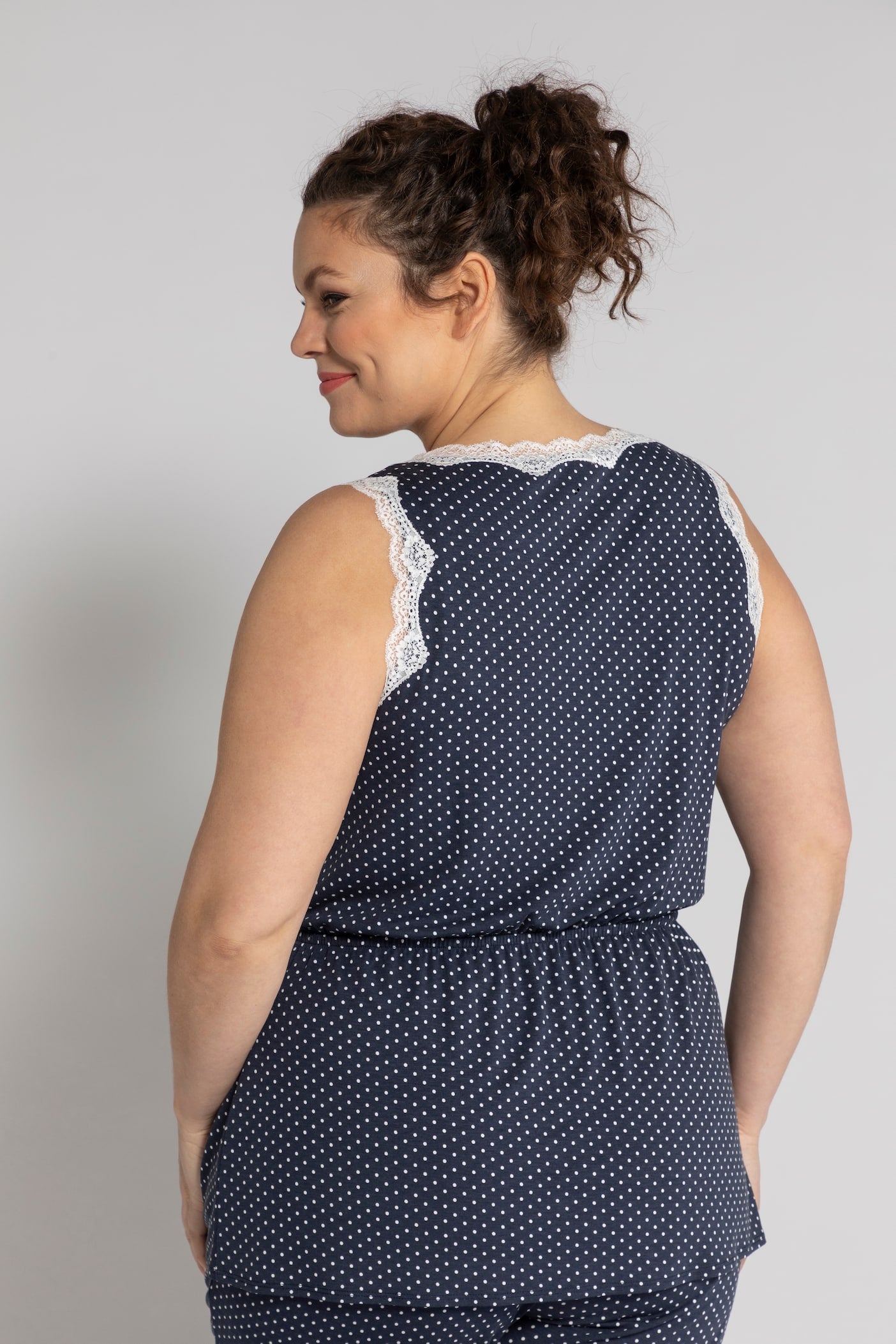 Ulla Popken Kimono top gepunktet schwarz 793026 130 -U4-