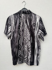 (Stange2) Carlo Colucci Herren Satin Hemd schwarz-weiß Gr. XS