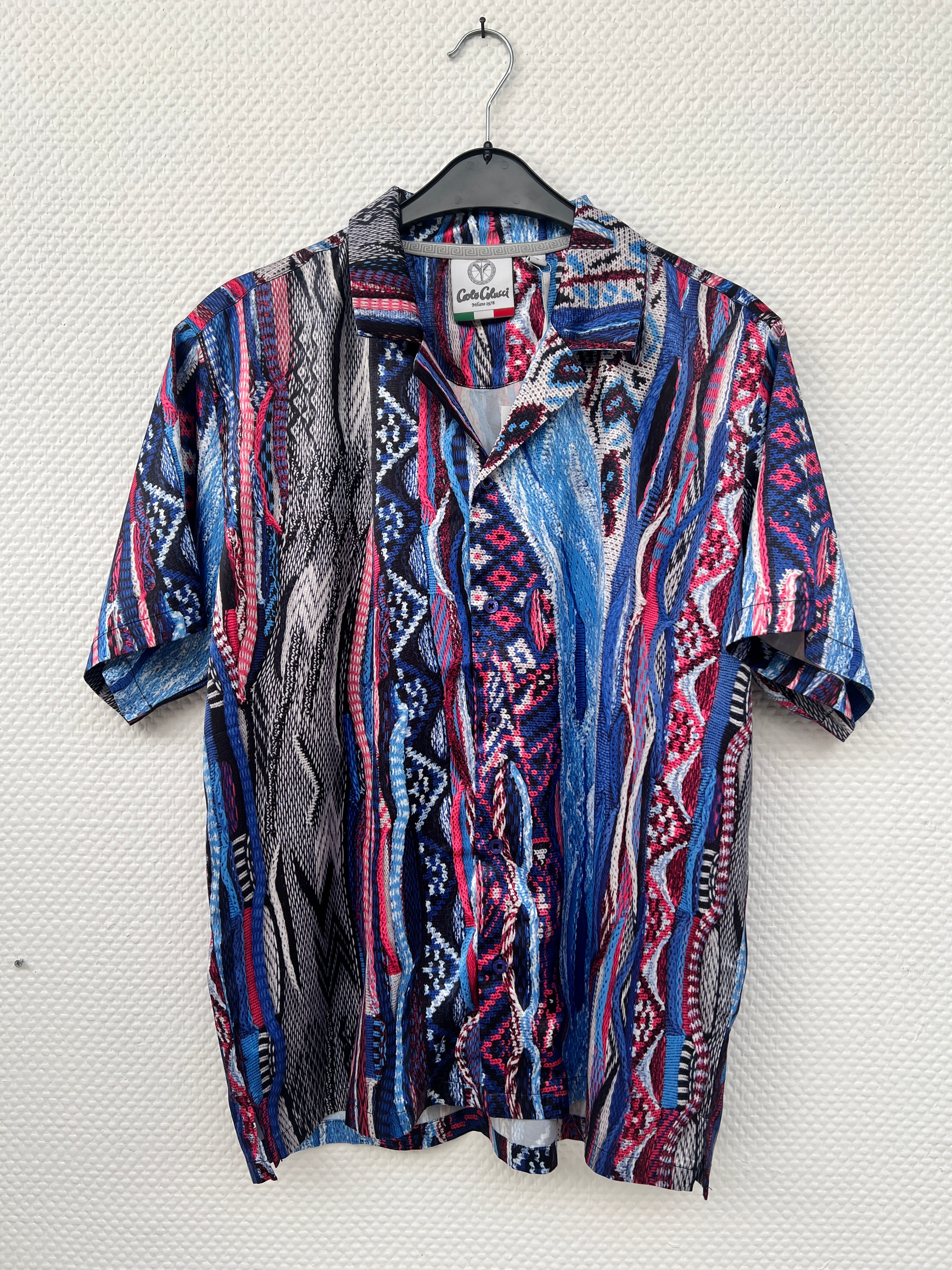 (Stange2) Carlo Colucci Herren Satin Hemd Gr. S