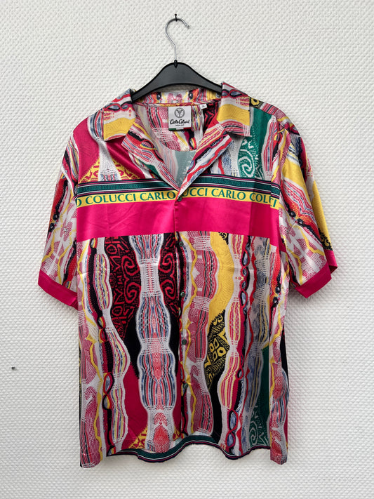 (Stange2) Carlo Colucci Herren Satin Hemd Gr. XL