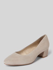 TAMARIS Pumps aus Leder mit Blockabsatz taupe Gr.37