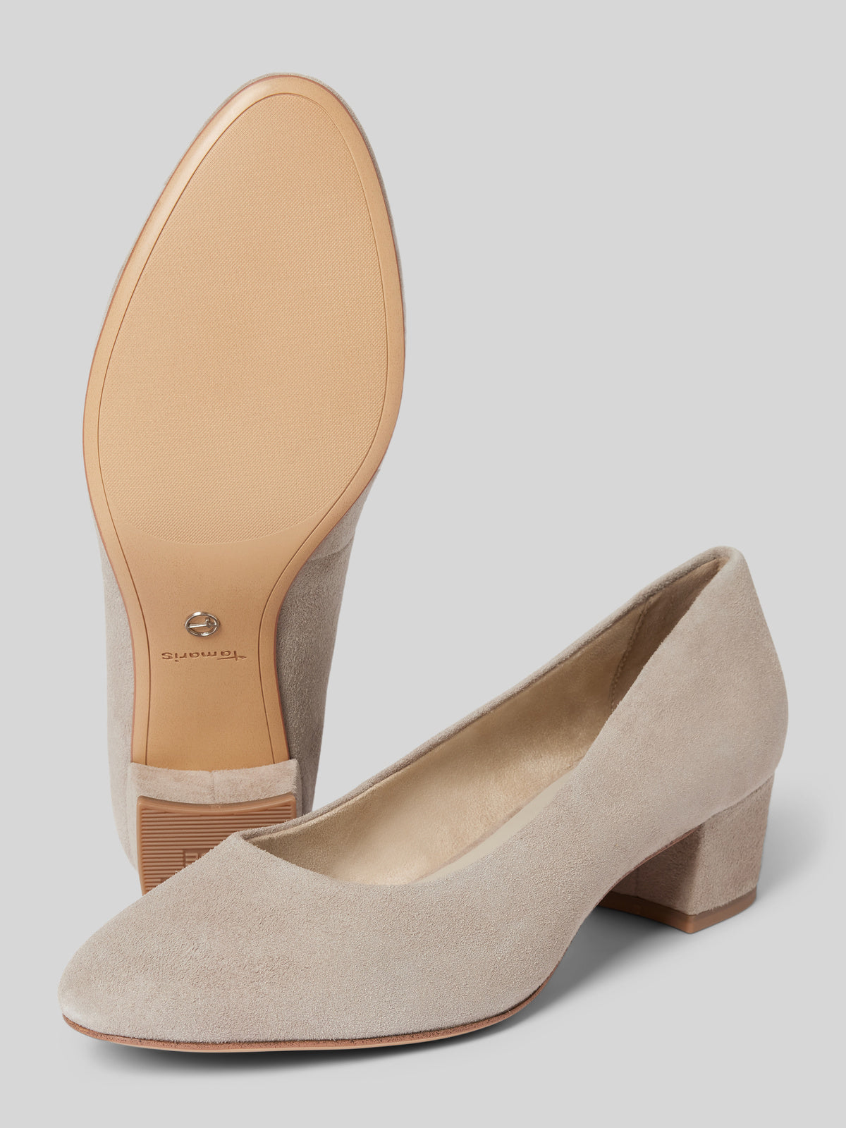TAMARIS Pumps aus Leder mit Blockabsatz taupe Gr.37
