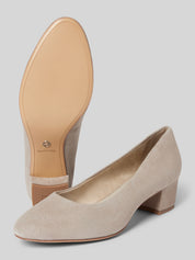 TAMARIS Pumps aus Leder mit Blockabsatz taupe Gr.37