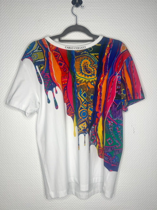 (88) Carlo Colucci Herren Tshirt weißbunt Gr.XS/M