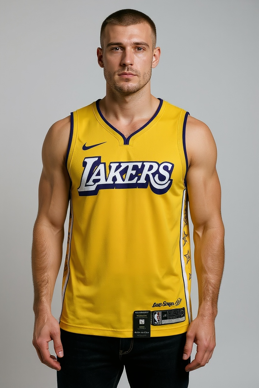 NBA Lakers Trikot Gelb Sterne Seite