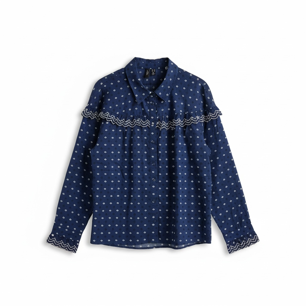 Vero Moda Curve Bluse in blau muster Gr46