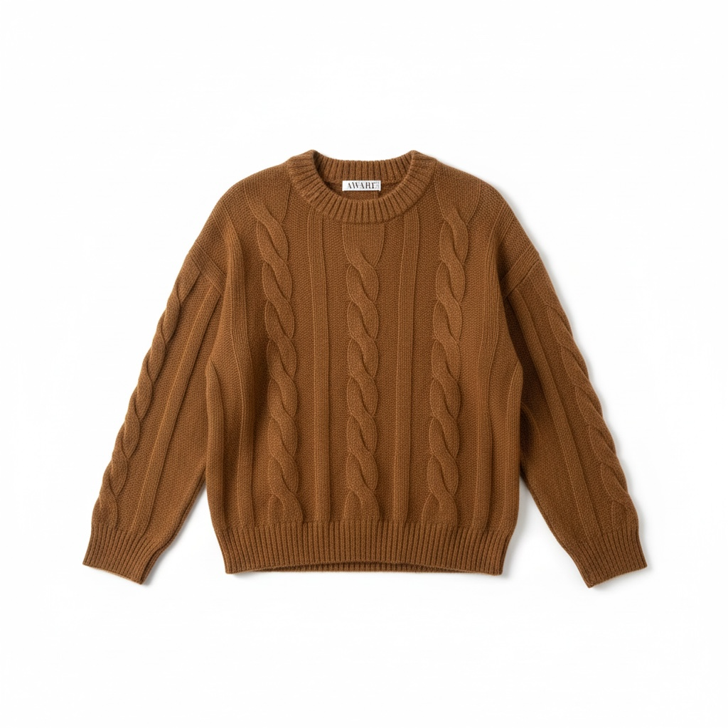 Vero Moda Aware Pullover mit Zopfmuster khaki braun GrM