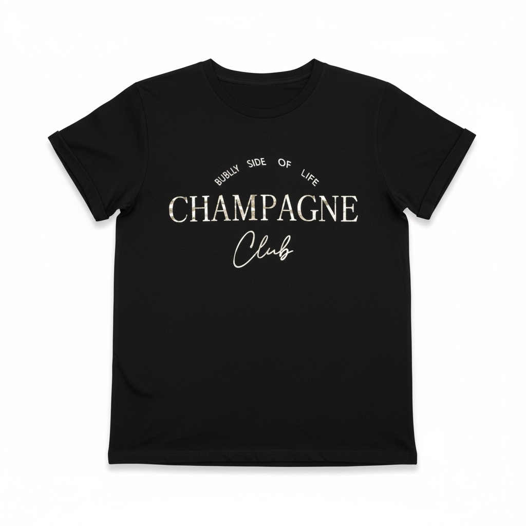 Champagne Club Tshirt Damen  Ärmel gekrempelt gefalten