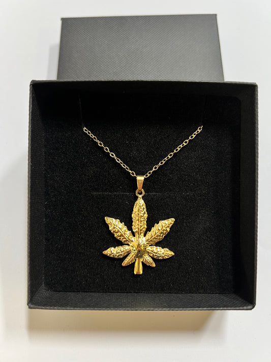 14K vergoldete Halskette gold Weed (5)