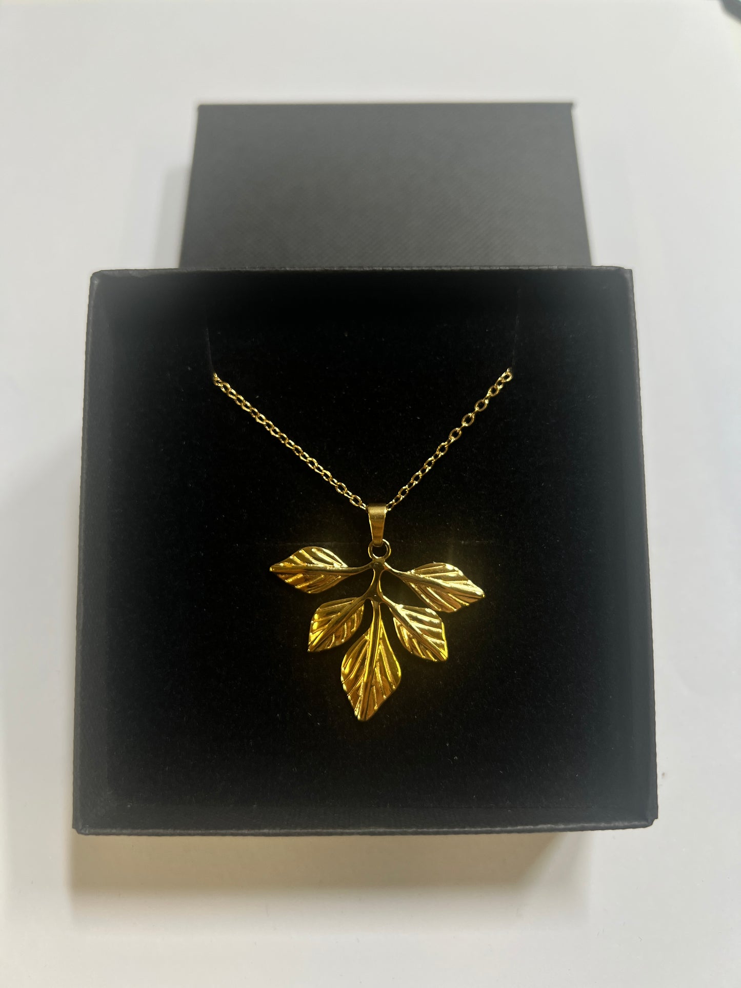 14K vergoldete Edelstahl Halskette gold Blatt (4)